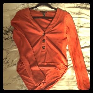 Long sleeve Vermilion colored bodysuit